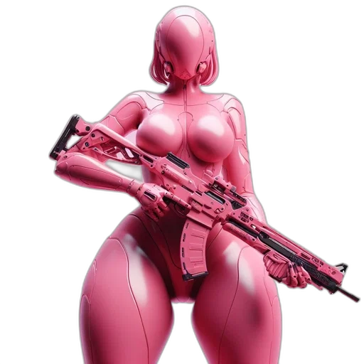 weapon, robot, concept art, 3d render, cyberpunk, comic book art, red, another transparent PNG cut-out