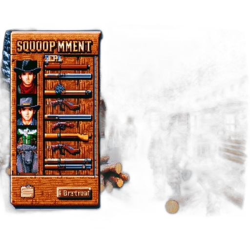 weapon, pixel art, concept art, vintage-style, video, game, scene, western transparent PNG cut-out