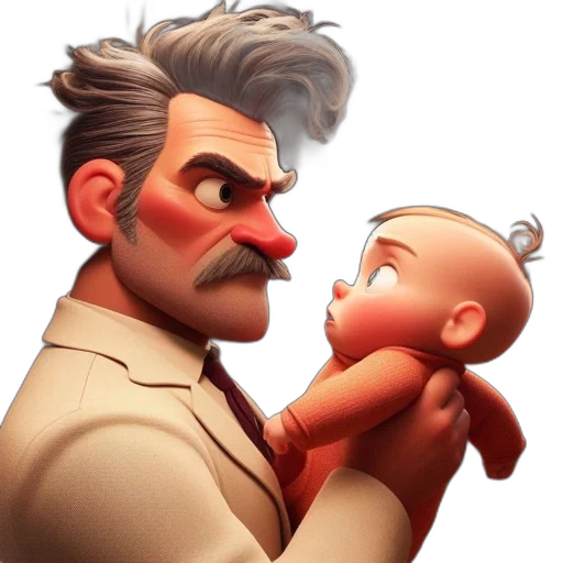 face, concept art, photorealistic, 3d render, comic book art, poster, incredibles, featuring transparent PNG cut-out
