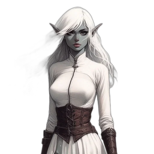 dress, staff, face, fantasy art, concept art, comic book art, pixel art, dark transparent PNG cut-out