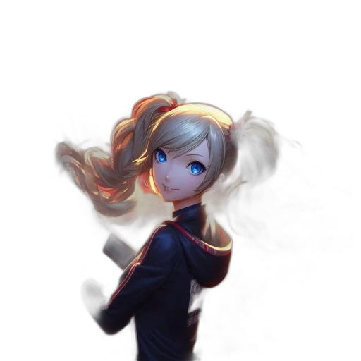staff, hair, weapon, crown, anime, pixel art, 3d render, fantasy art transparent PNG cut-out