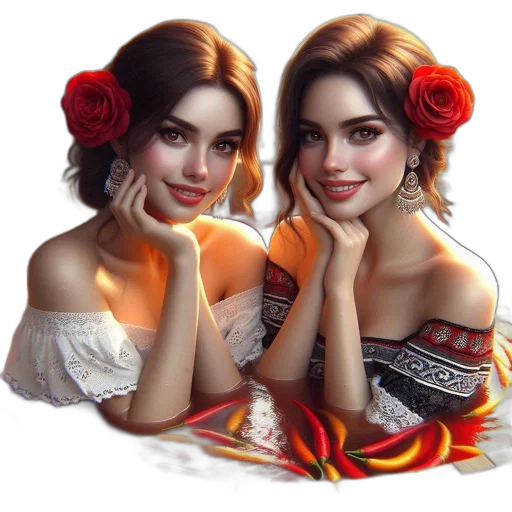 jewelry, dress, photorealistic, oil painting, fantasy art, pixel art, red, two transparent PNG cut-out