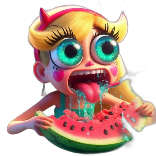 food, creature, concept art, 3d render, fantasy art, pixel art, animated, female transparent PNG cut-out