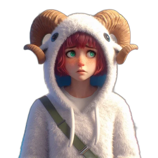 creature, staff, animal, jacket, concept art, 3d render, fantasy art, anime transparent PNG cut-out