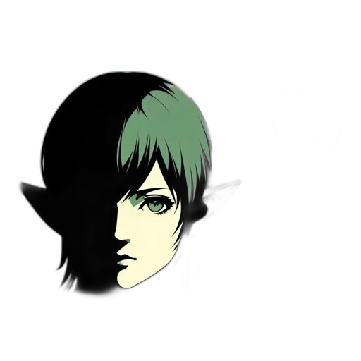 mask, face, staff, hair, anime, cartoon, 3d render, pixel art transparent PNG cut-out
