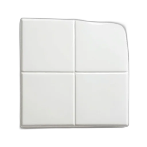 3d render, monochrome, white, ceramic, tile, glossy, finish, featuring transparent PNG cut-out