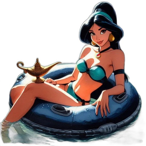jewelry, concept art, cartoon, comic book art, fantasy art, underwater, beach, female transparent PNG cut-out