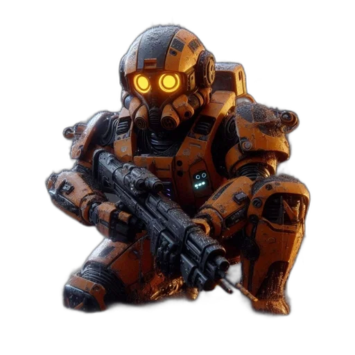 robot, weapon, concept art, 3d render, pixel art, cyberpunk, futuristic, robotic transparent PNG cut-out