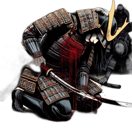 robot, mask, weapon, concept art, fantasy art, comic book art, pixel art, kneeling transparent PNG cut-out
