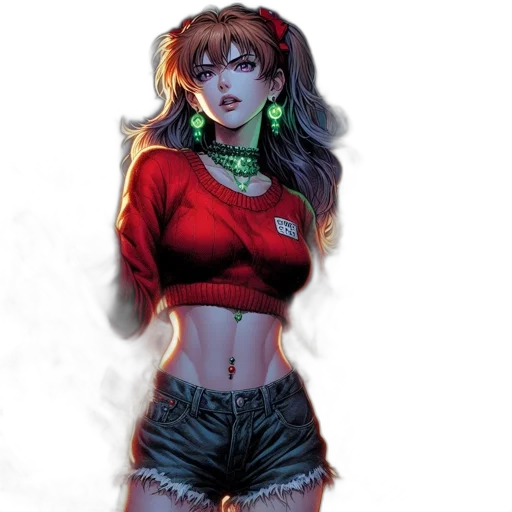 comic book art, concept art, fantasy art, cyberpunk, neon lights, fire, red, neon transparent PNG cut-out
