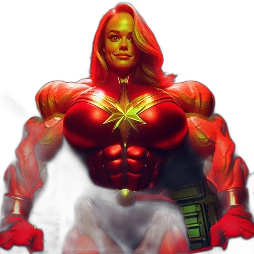 comic book art, concept art, 3d render, fantasy art, red, woman, resembling, captain transparent PNG cut-out