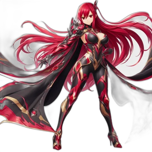 concept art, fantasy art, anime, comic book art, red, animated, figure, woman transparent PNG cut-out