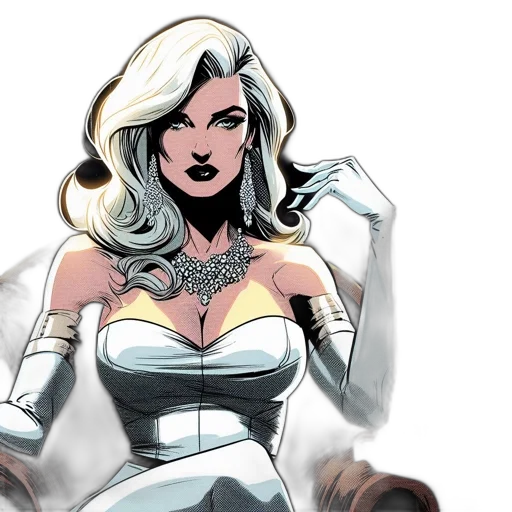 comic book art, concept art, elegant, woman, long, white, hair, wearing transparent PNG cut-out