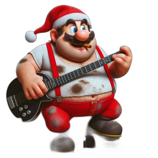 3d render, animated, santa, character, resembling, muscular, man, holds transparent PNG cut-out