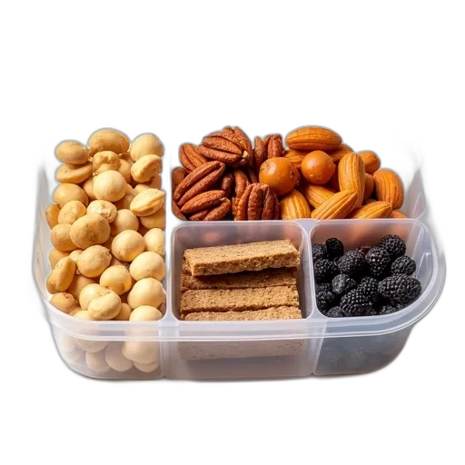 food, clear, plastic, container, filled, various, healthy, snacks transparent PNG cut-out