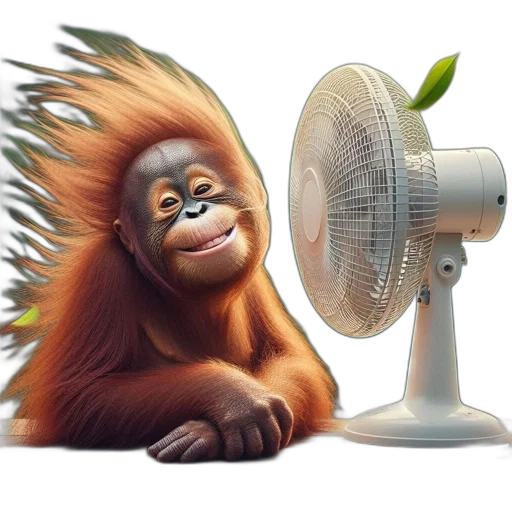 animal, hair, creature, staff, photorealistic, concept art, 3d render, orangutan transparent PNG cut-out