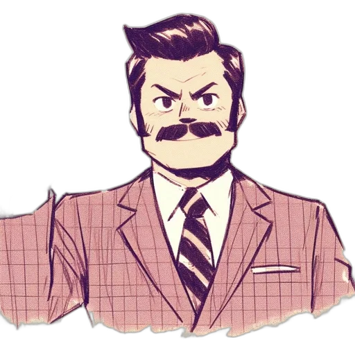staff, face, cartoon, comic book art, concept art, pixel art, man, suit transparent PNG cut-out