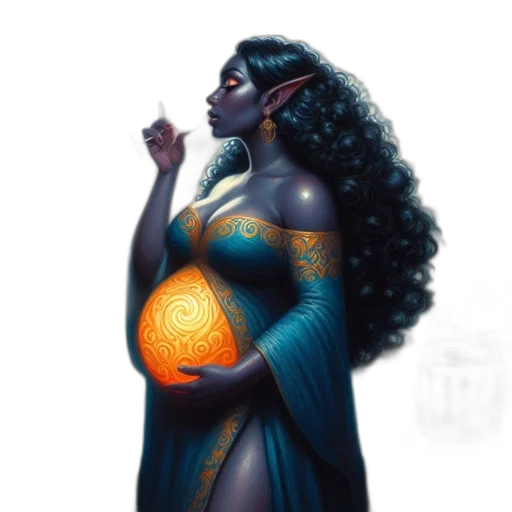 dress, concept art, fantasy art, watercolor, comic book art, neon lights, golden, blue transparent PNG cut-out
