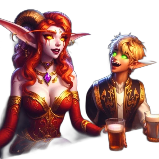 fantasy art, concept art, pixel art, 3d render, two, anthropomorphic, characters, one transparent PNG cut-out