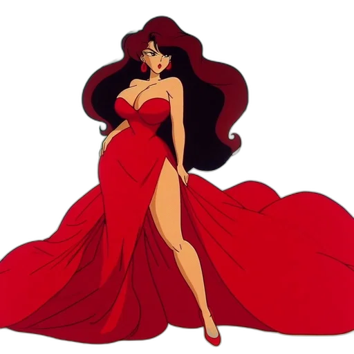 dress, cartoon, concept art, comic book art, fantasy art, red, animated, female transparent PNG cut-out