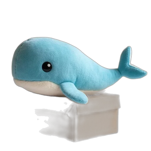 creature, animal, furniture, 3d render, concept art, underwater, whale, plush transparent PNG cut-out