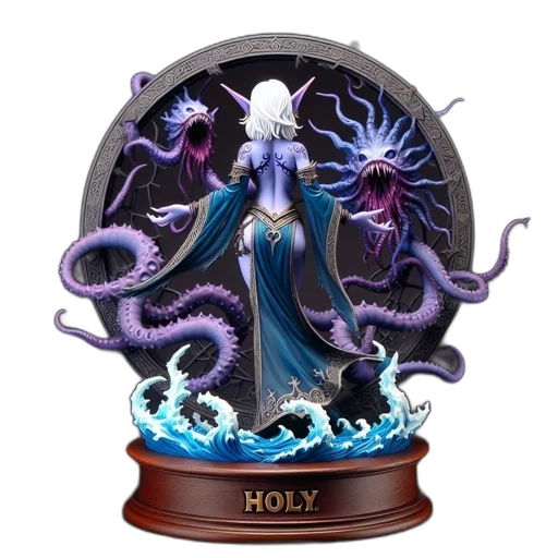 concept art, fantasy art, pixel art, 3d render, mystical, figure, statue, features transparent PNG cut-out