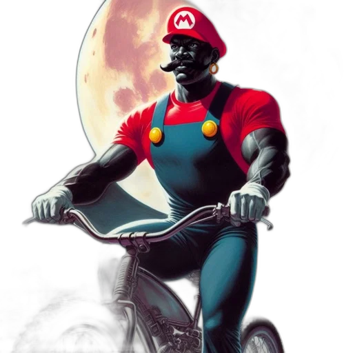mask, comic book art, concept art, fantasy art, pixel art, red, dark, mario transparent PNG cut-out