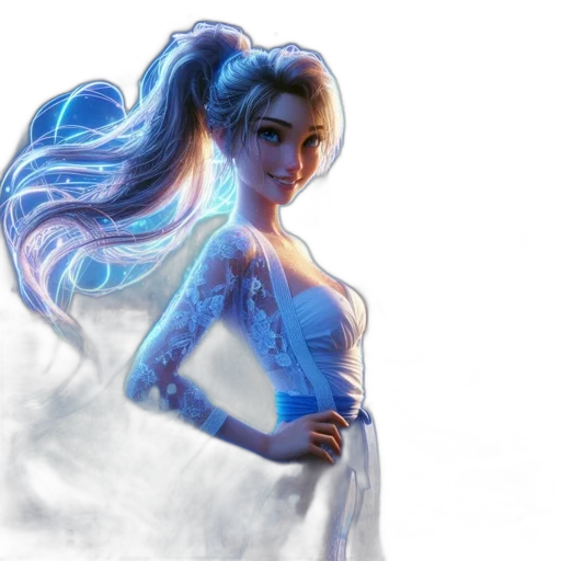 dress, concept art, fantasy art, comic book art, 3d render, blue, female, animated transparent PNG cut-out