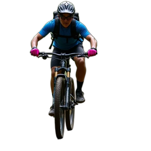 3d render, photorealistic, mountain, biker, riding, dirt, trail, surrounded transparent PNG cut-out