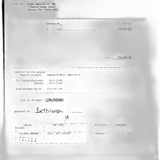 document, titled, vendor, name, address, account, number, total transparent PNG cut-out