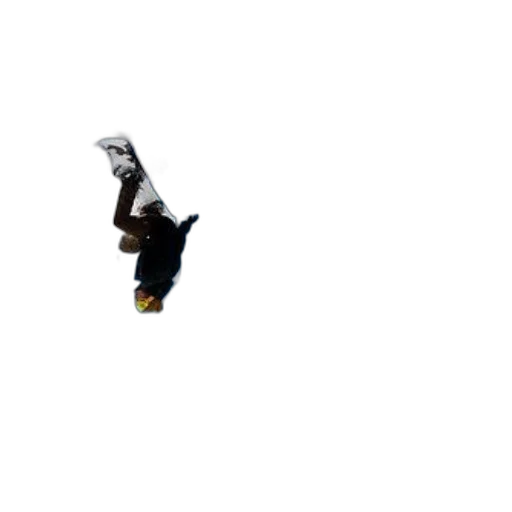shoes, staff, umbrella, hair, pixel art, 3d render, snowboarder, performs transparent PNG cut-out