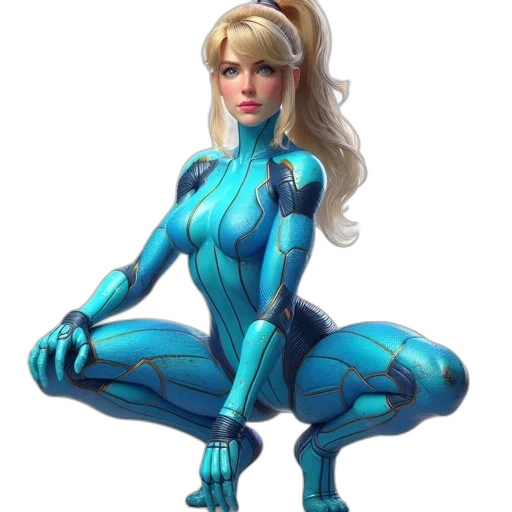 robot, concept art, comic book art, fantasy art, 3d render, blue, female, character transparent PNG cut-out