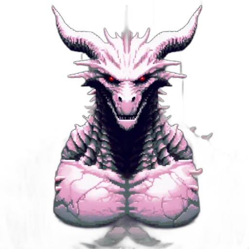 dragon, creature, animal, mask, pixel art, concept art, fantasy art, 3d render transparent PNG cut-out