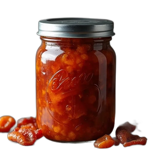 food, crown, photorealistic, bacon, jam, metal, glass, container transparent PNG cut-out