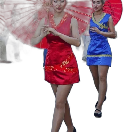 umbrella, dress, photorealistic, 3d render, concept art, oil painting, red, two transparent PNG cut-out