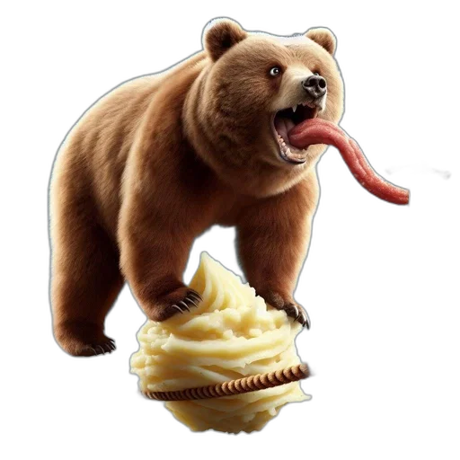 food, animal, creature, photorealistic, concept art, 3d render, bear, balances transparent PNG cut-out