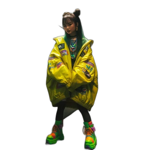 jacket, creature, concept art, 3d render, photorealistic, individual, stands, urban transparent PNG cut-out