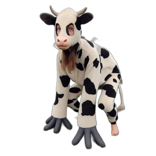 animal, creature, 3d render, concept art, photorealistic, individual, wearing, cow transparent PNG cut-out