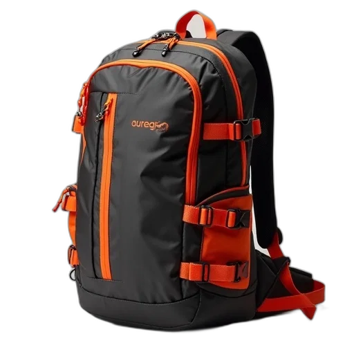 jacket, side, pack, orange, straps, reflective, hardware transparent PNG cut-out