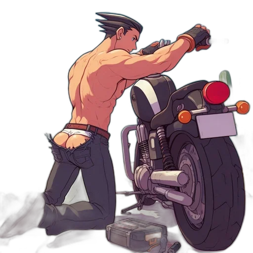 weapon, concept art, comic book art, anime, pixel art, muscular, man, repairs transparent PNG cut-out