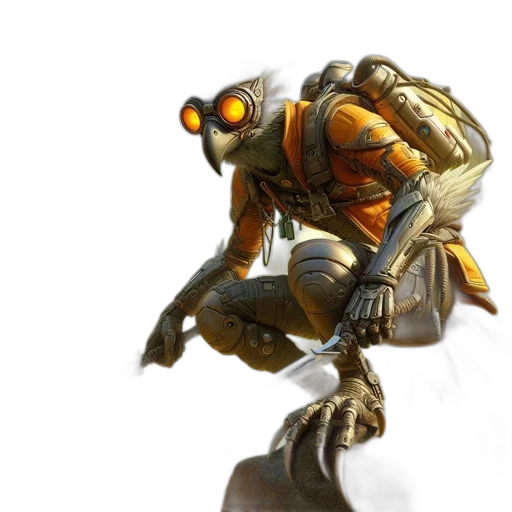 robot, creature, weapon, concept art, 3d render, fantasy art, cyberpunk, golden transparent PNG cut-out