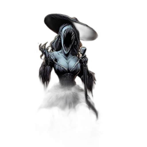 hat, mask, robot, dress, concept art, fantasy art, comic book art, 3d render transparent PNG cut-out