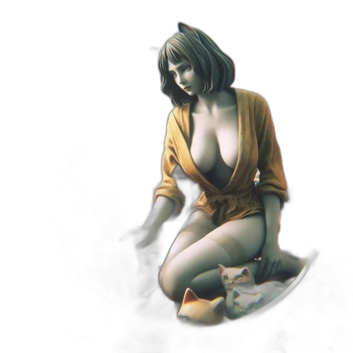 dress, staff, concept art, fantasy art, comic book art, photorealistic, fog, forest transparent PNG cut-out