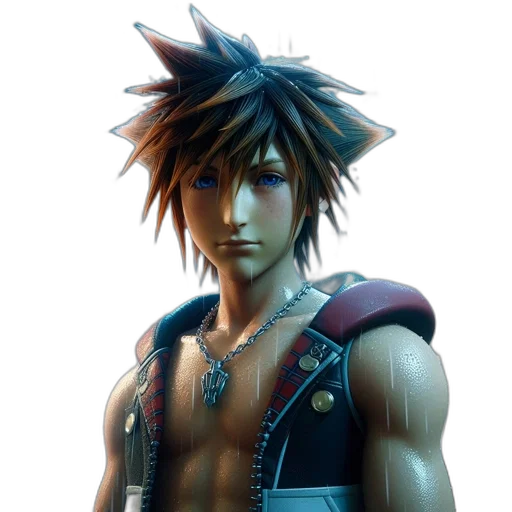 3d render, concept art, fantasy art, photorealistic, young, man, spiky, brown transparent PNG cut-out