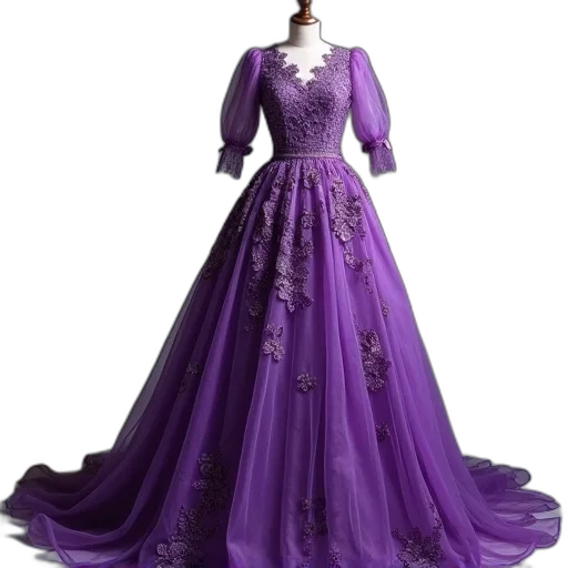 dress, beautiful, purple, handwork transparent PNG cut-out