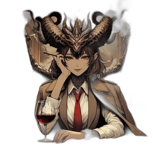 dragon, staff, mask, fantasy art, pixel art, concept art, anime, dark transparent PNG cut-out