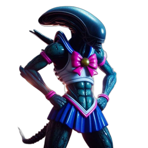 robot, creature, staff, mask, concept art, vaporwave, 3d render, pixel art transparent PNG cut-out