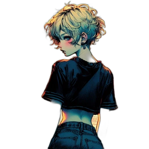 jacket, dress, hair, face, watercolor, concept art, comic book art, anime transparent PNG cut-out