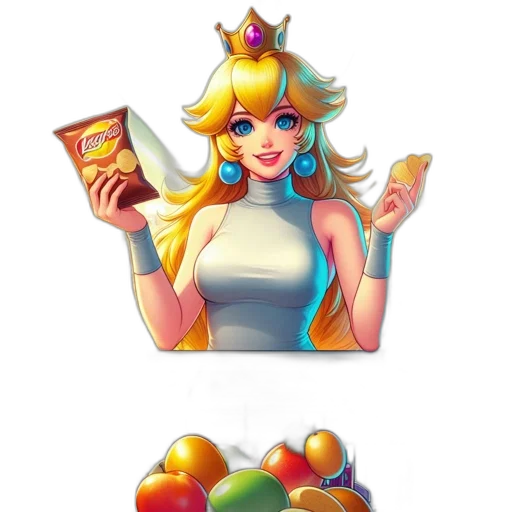 crown, food, dress, concept art, pixel art, fantasy art, 3d render, colorful transparent PNG cut-out
