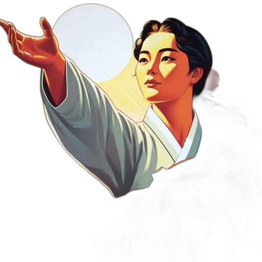staff, pixel art, concept art, fantasy art, photorealistic, woman, traditional, attire transparent PNG cut-out